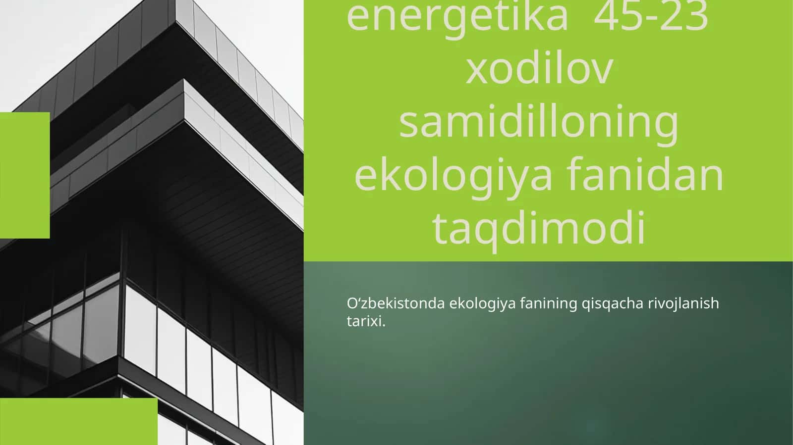 Ekologiya fanini rivozhlantirish tarixi 1