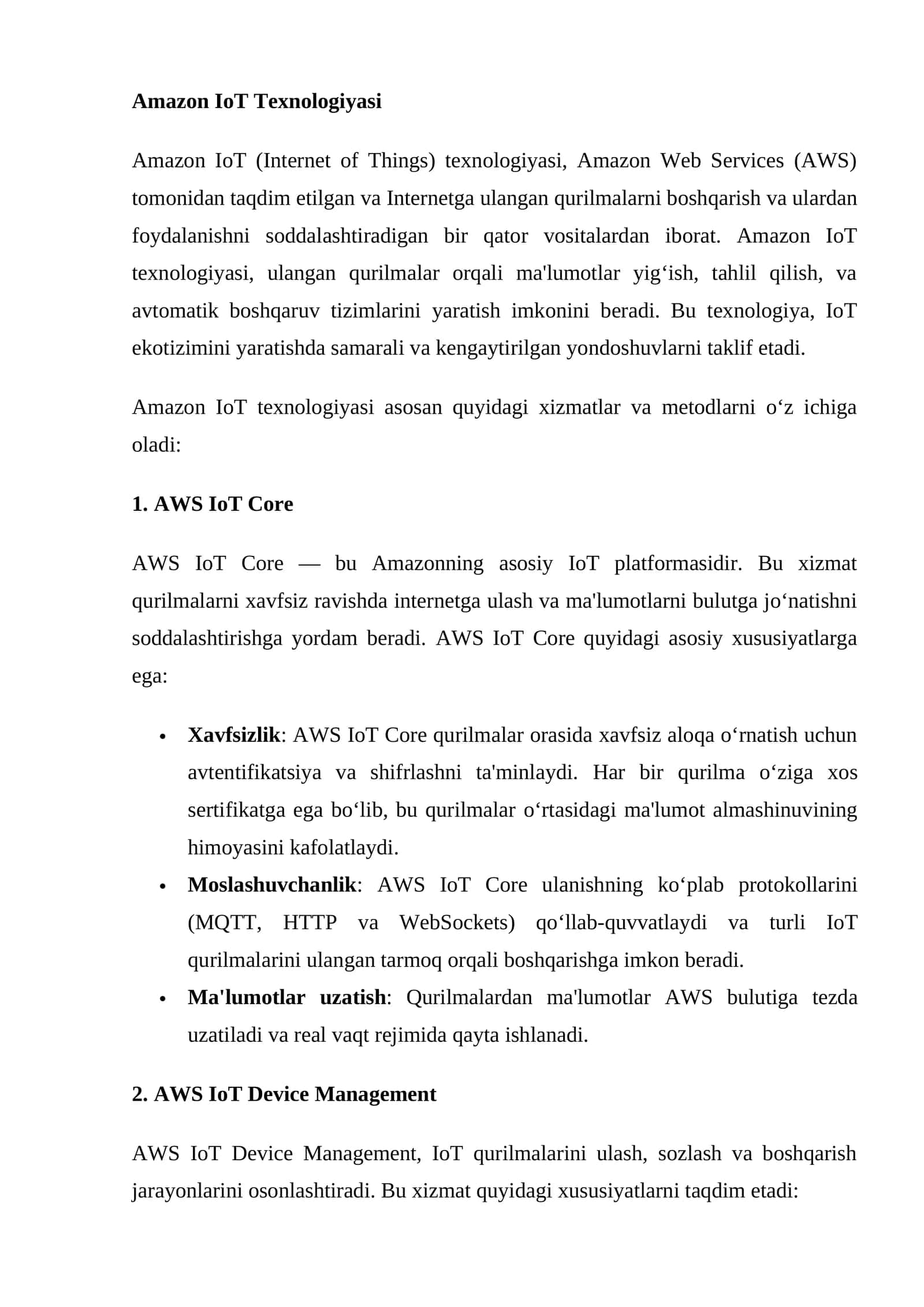 Amazon IoT Texnologiyasi 1