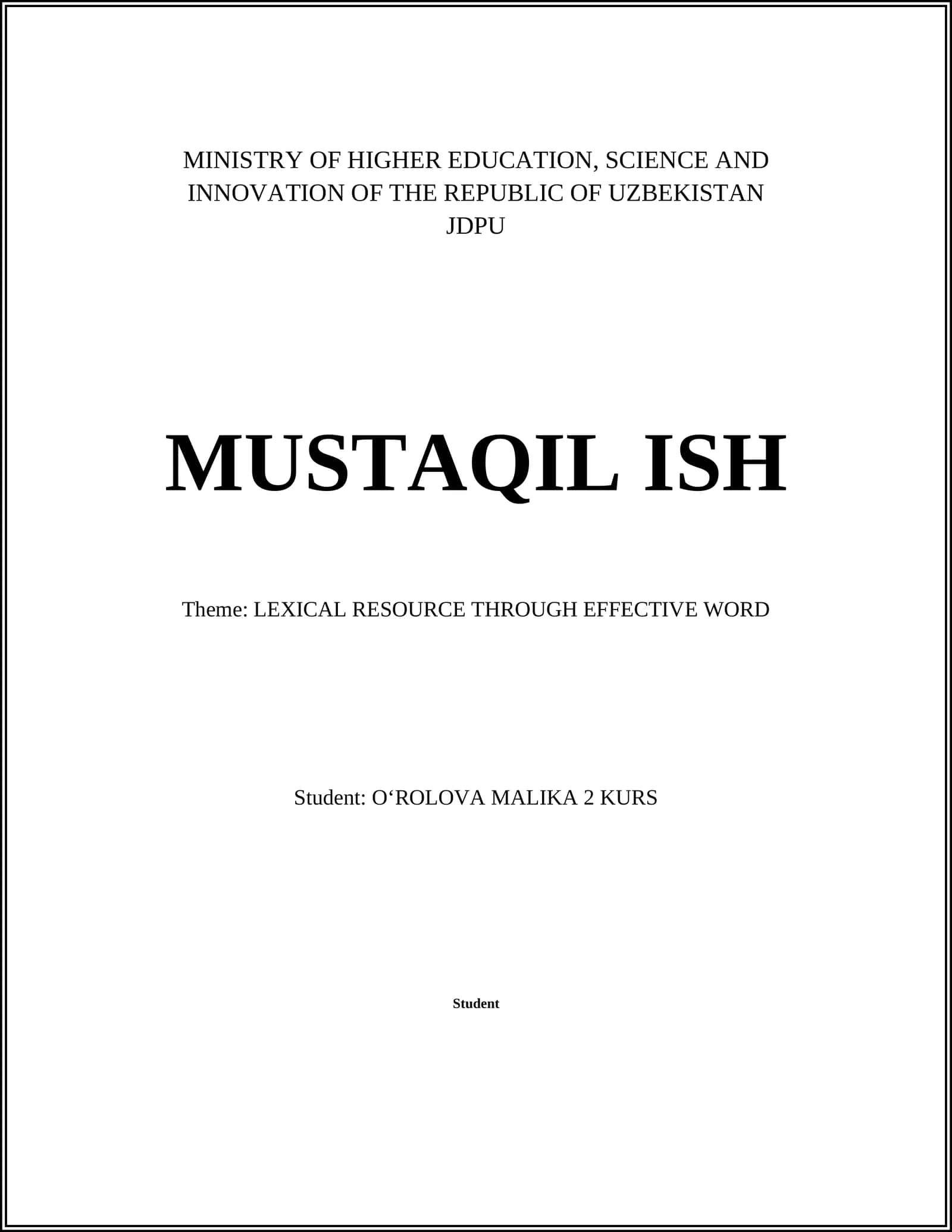 LEXICAL RESOURCE THROUGH EFFECTIVE WORD 1