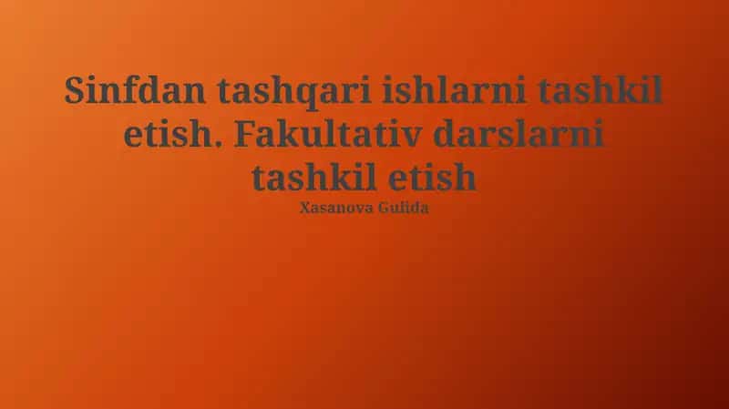 Fakultativ darslar 1