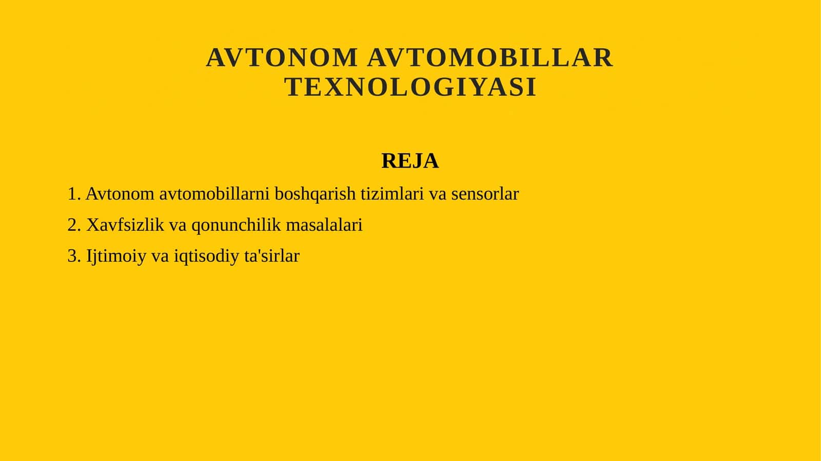 Avtonom avtomobillar texnologiyasi 1