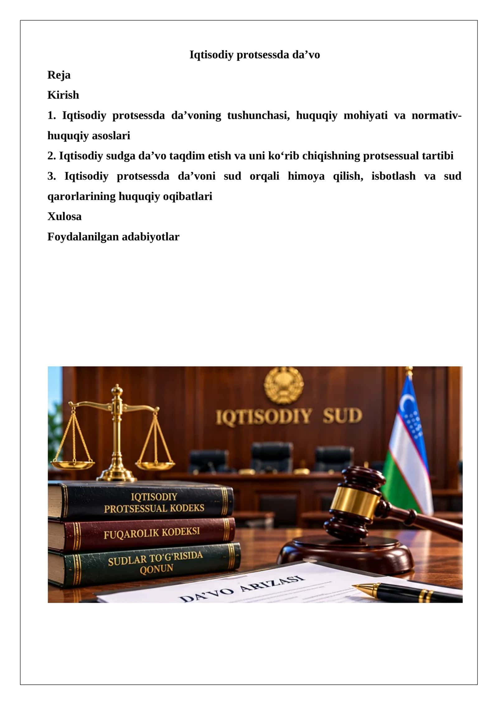 Iqtisodiy protsessda da’vo 1