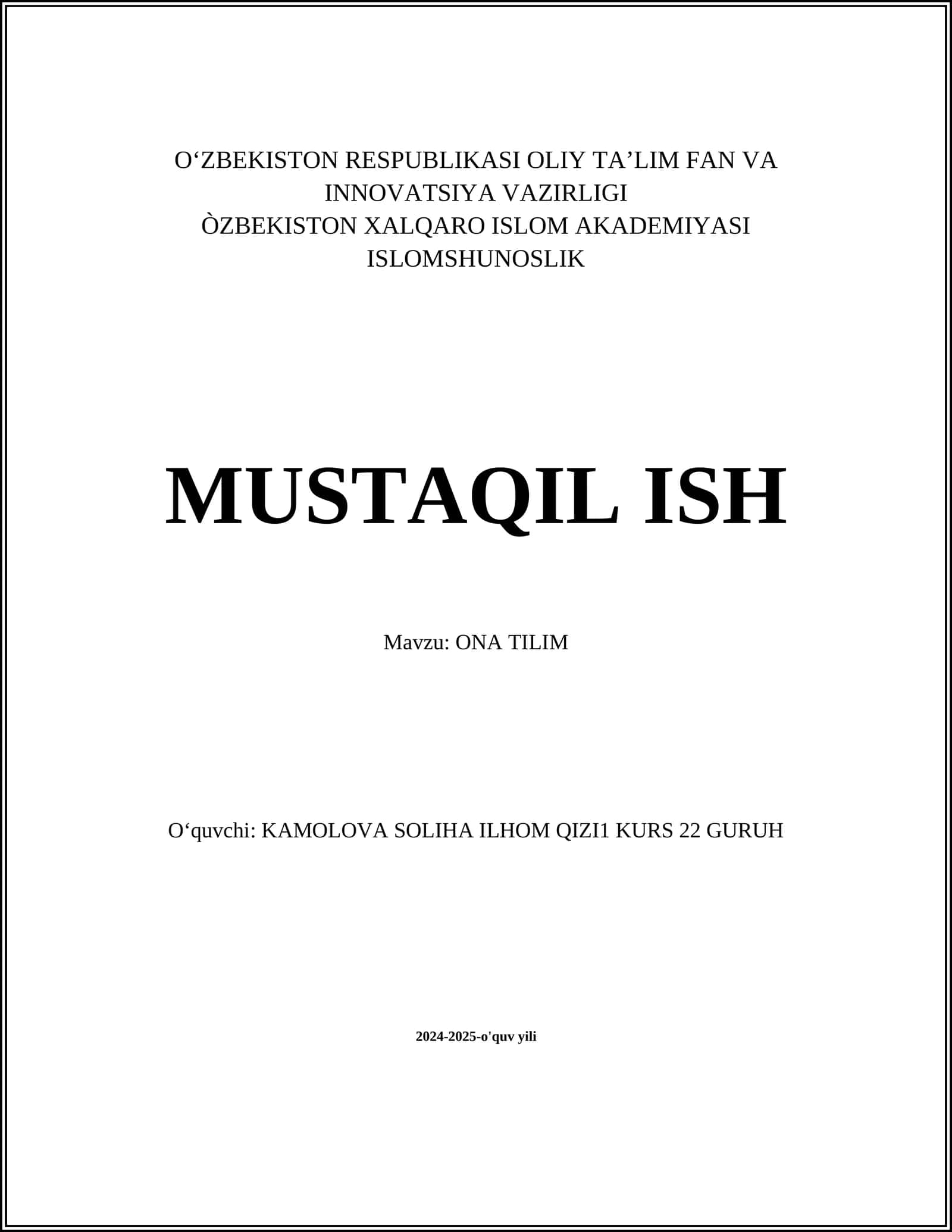 ONA TILIM 1