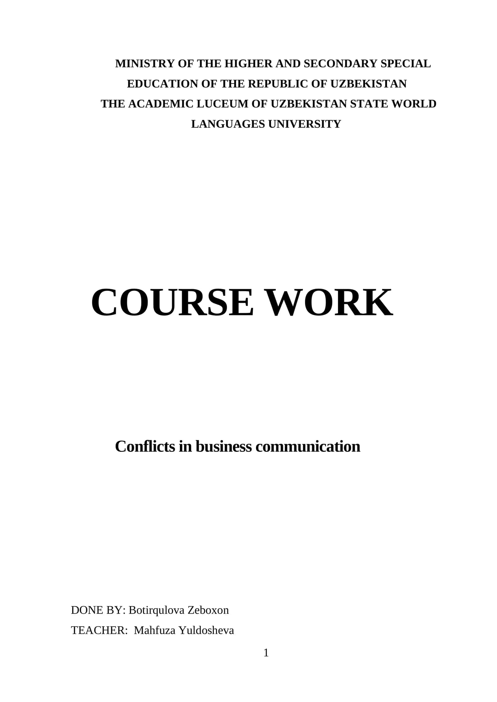 Conflicts in Business Communication 1