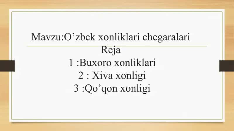 Oʼzbekxonliklari chegaralari 1