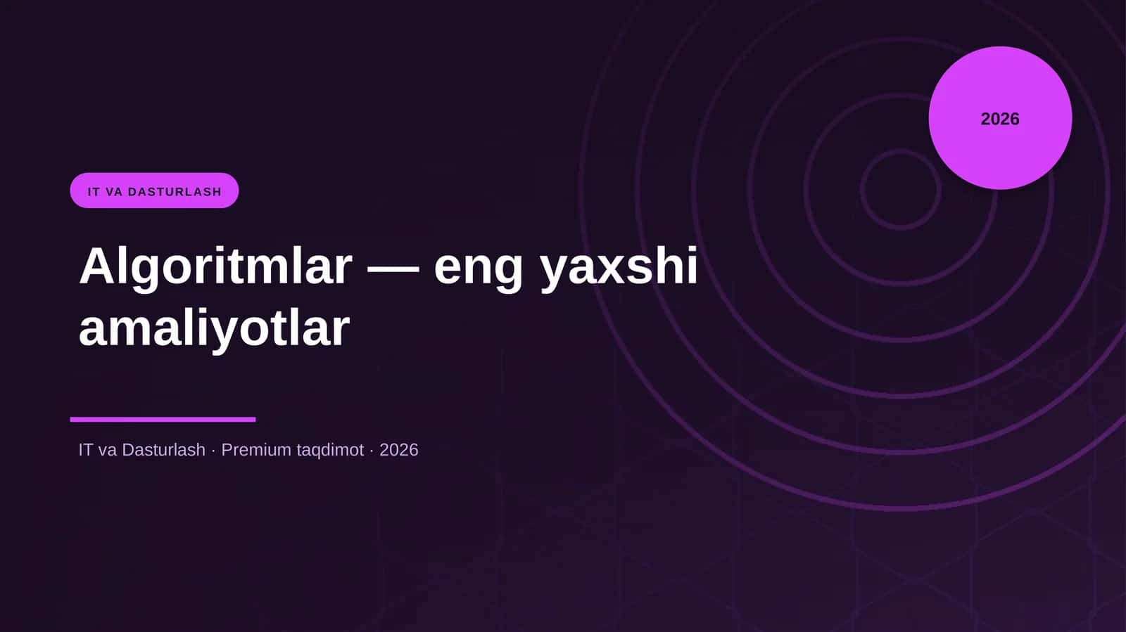 Algoritmlar — eng yaxshi amaliyotlar 1