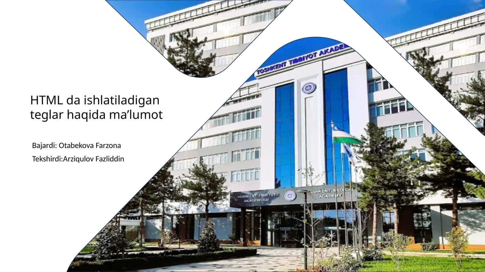 HTML da ishlatiladigan teglar haqida ma’lumot 1