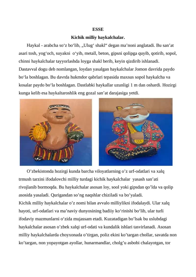 Kichik milliy haykalchalar. 1