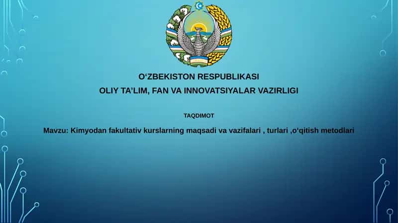 Kimyo bo'yicha ixtiyoriy kurslar 1
