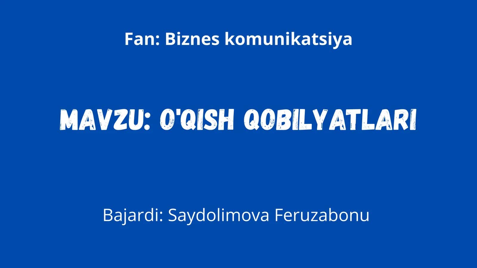 O'qish qobilyatlari 1