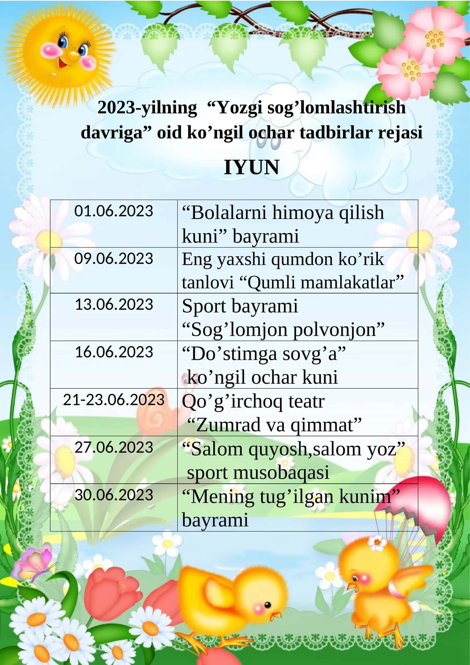 Yozgi sog’lomlashtirish davri 1