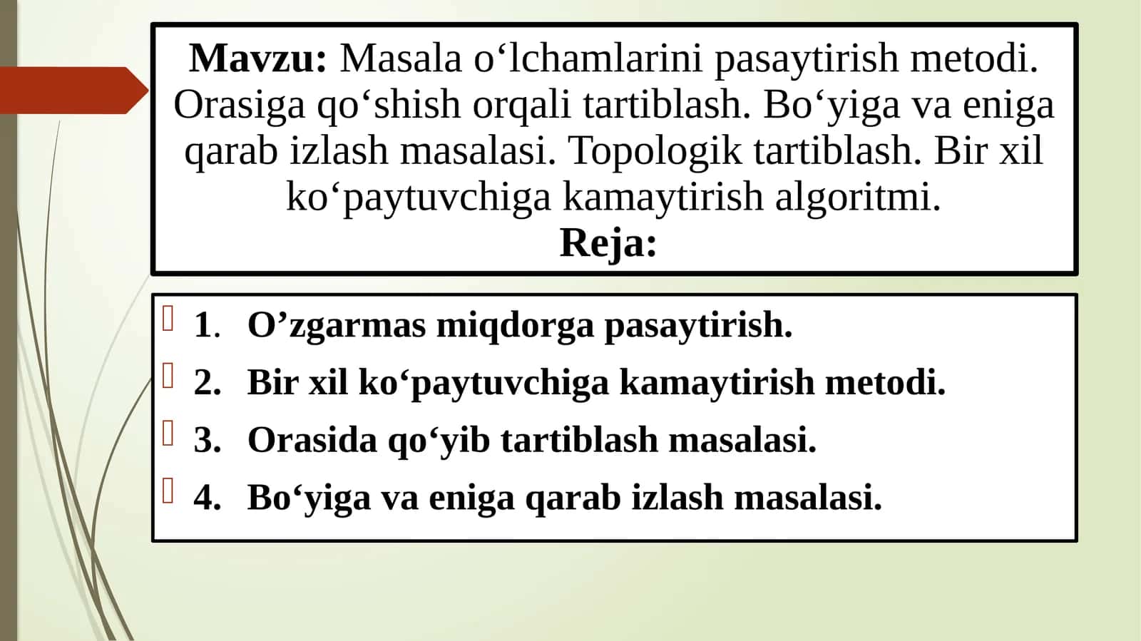 Masalao‘lchamlarini pasaytirish metodi 1