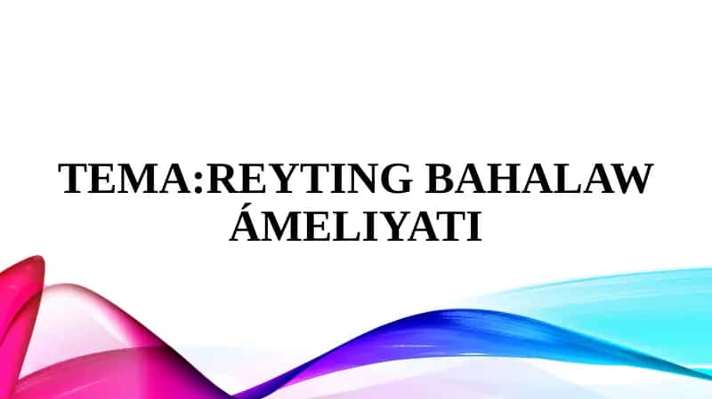 Reyting bahalaw ámeliyatı 1