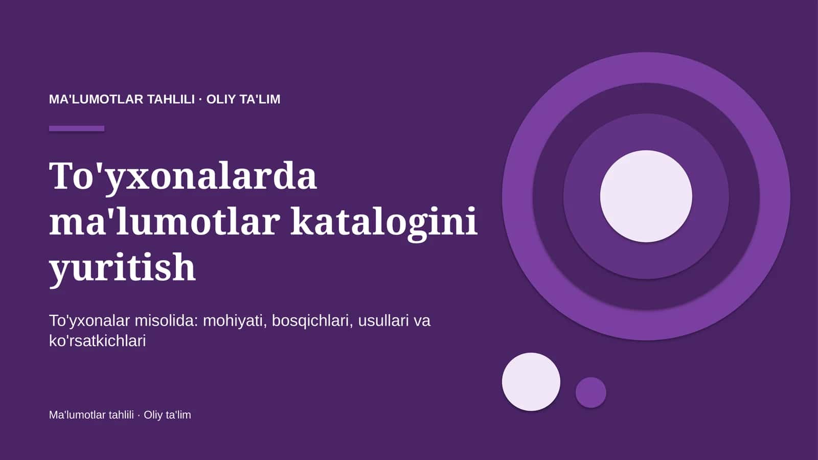 To'yxonalarda ma'lumotlar katalogini yuritish 1