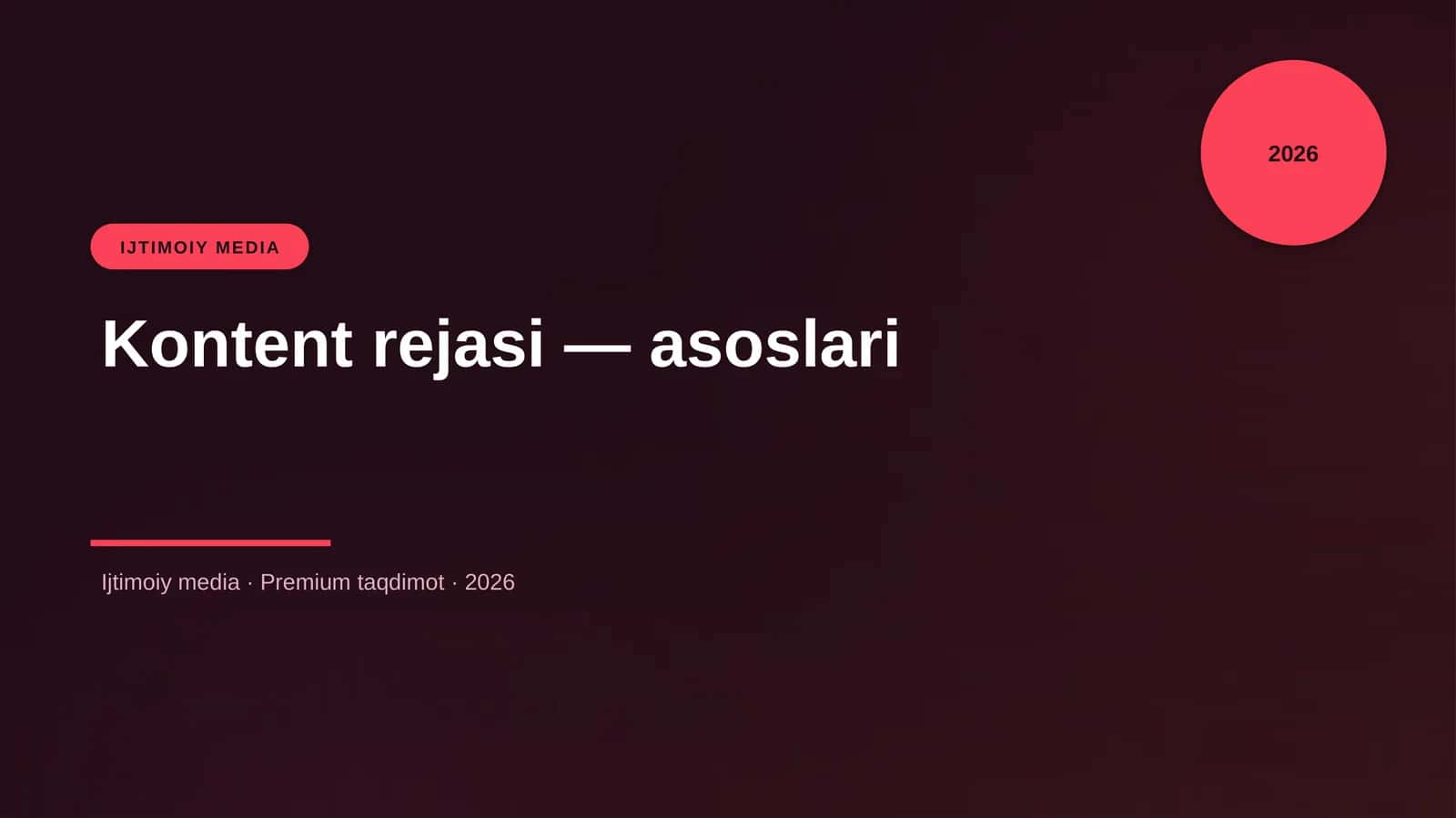 Kontent rejasi — asoslari 1