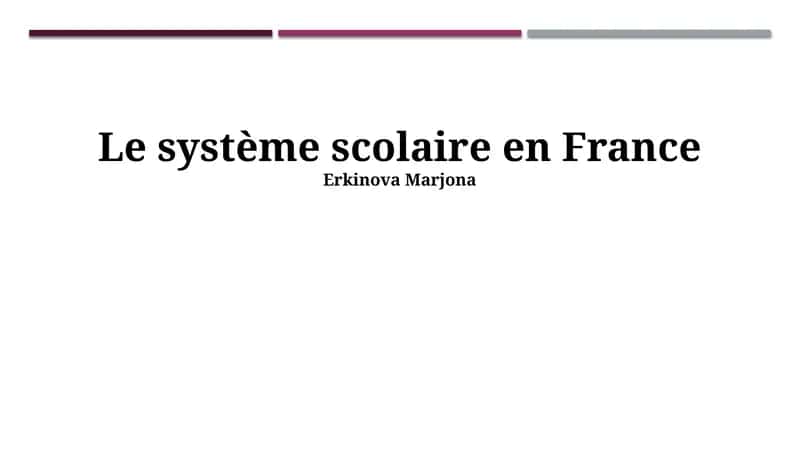 Le système scolaire en France 1