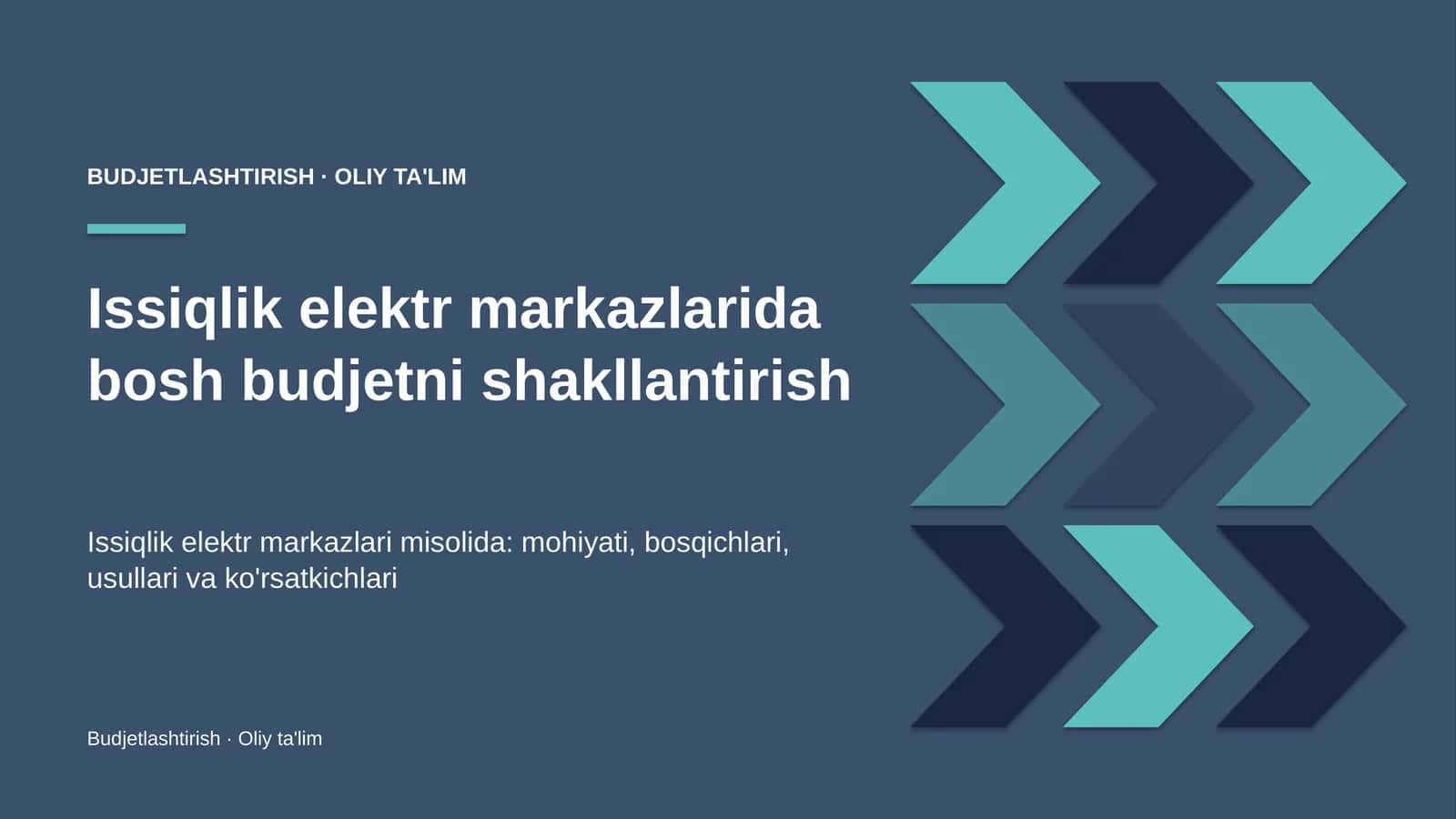 Issiqlik elektr markazlarida bosh budjetni shakllantirish 1