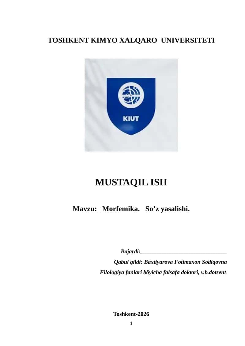Morfemika. So’z yasalishi 1
