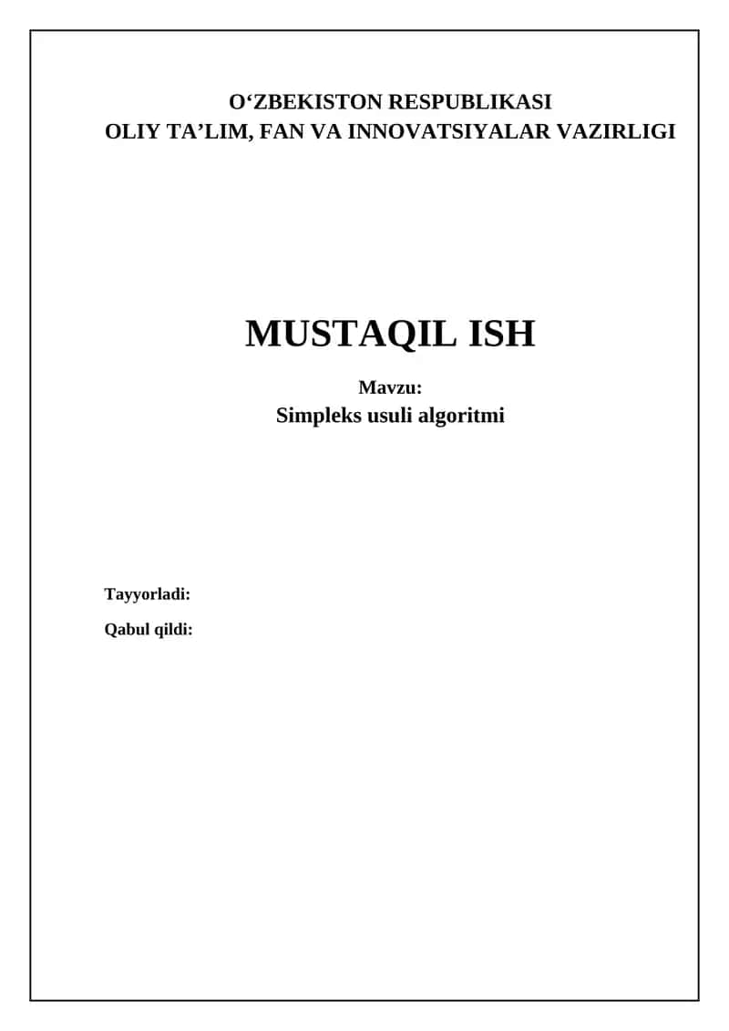Simplex usuli algoritmi 1