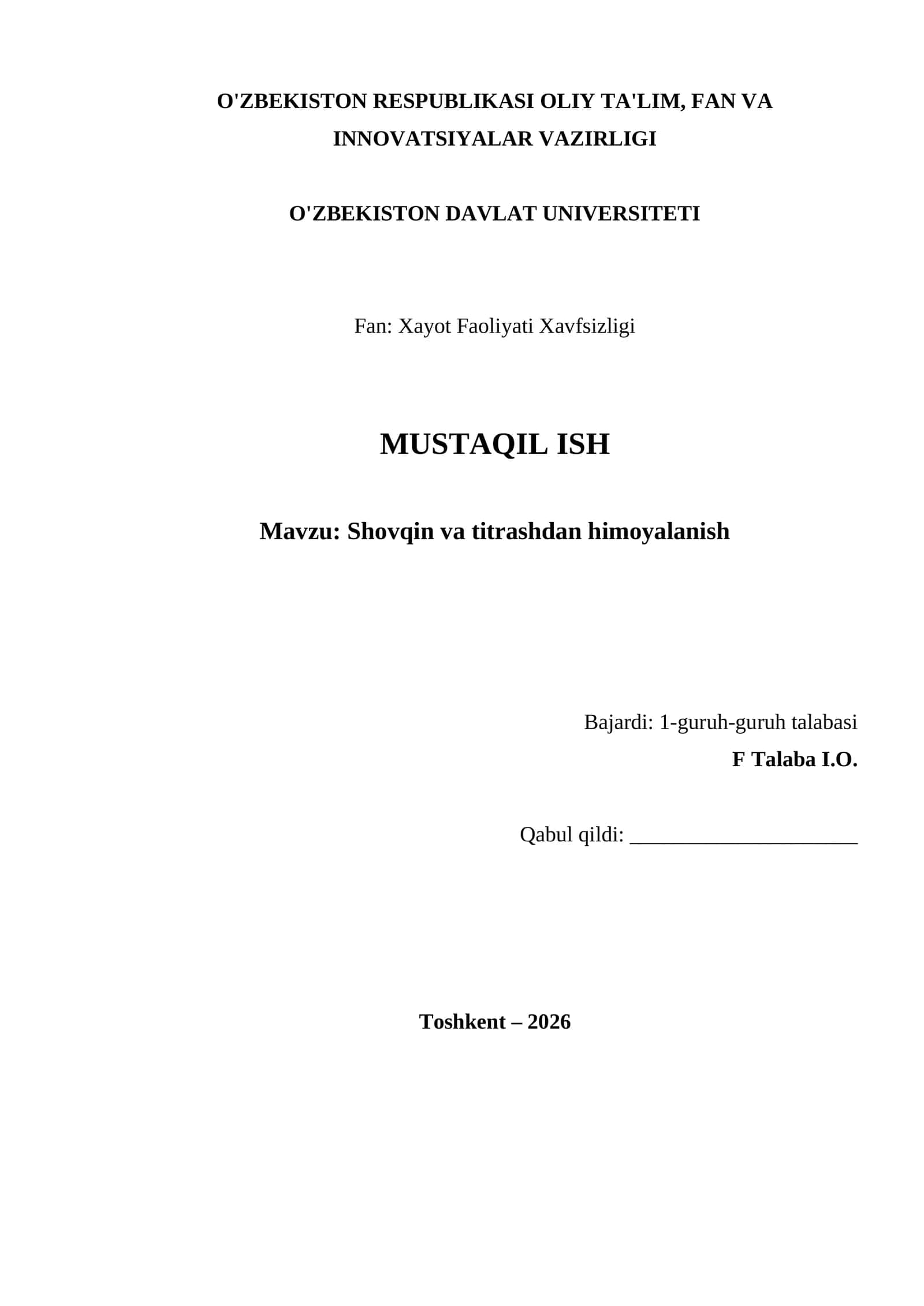 Shovqin va titrashdan himoyalanish 1