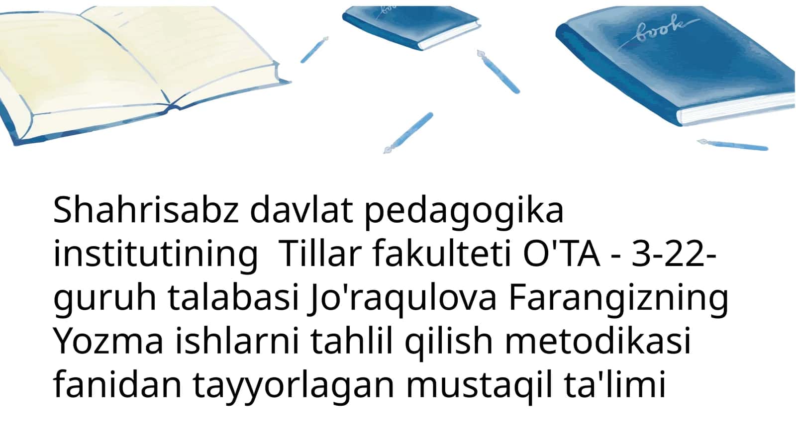 Yozma ishlarni baholash mezonlarini belgilash asoslari 1