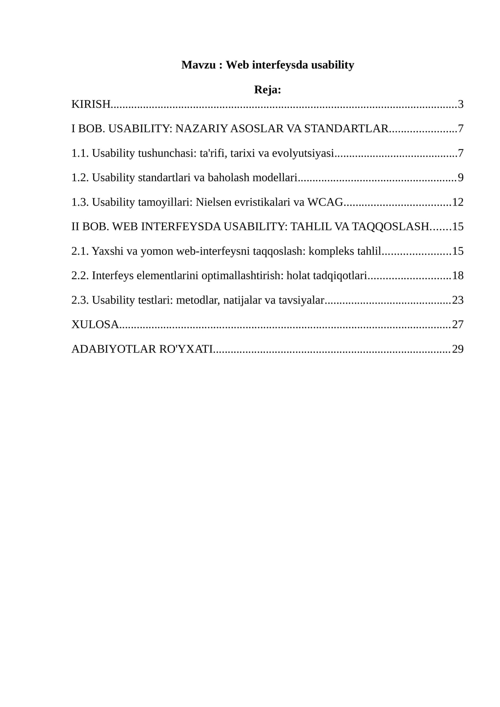 Web interfeysda usability 1