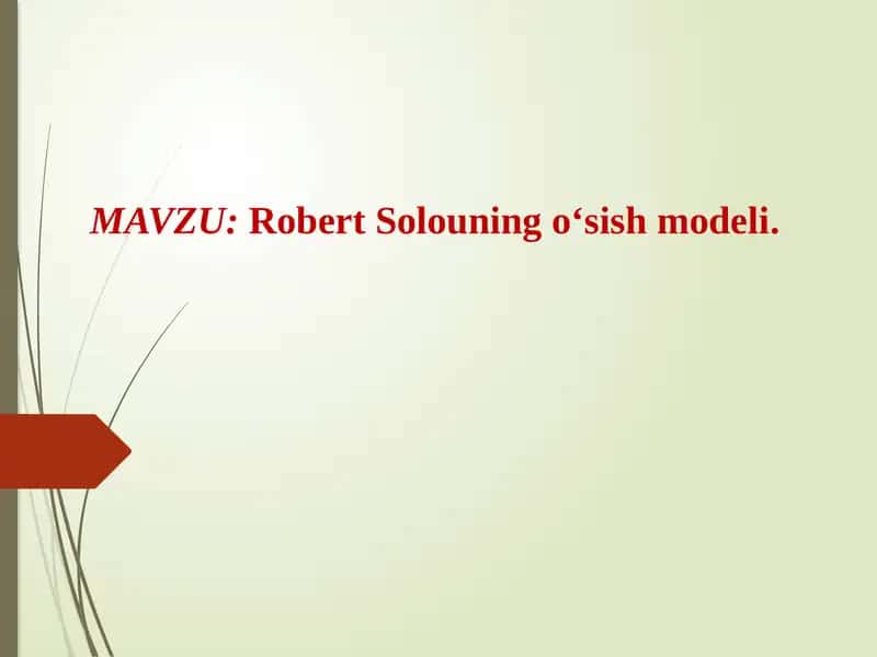 Robert Solouning o‘sish modeli 1