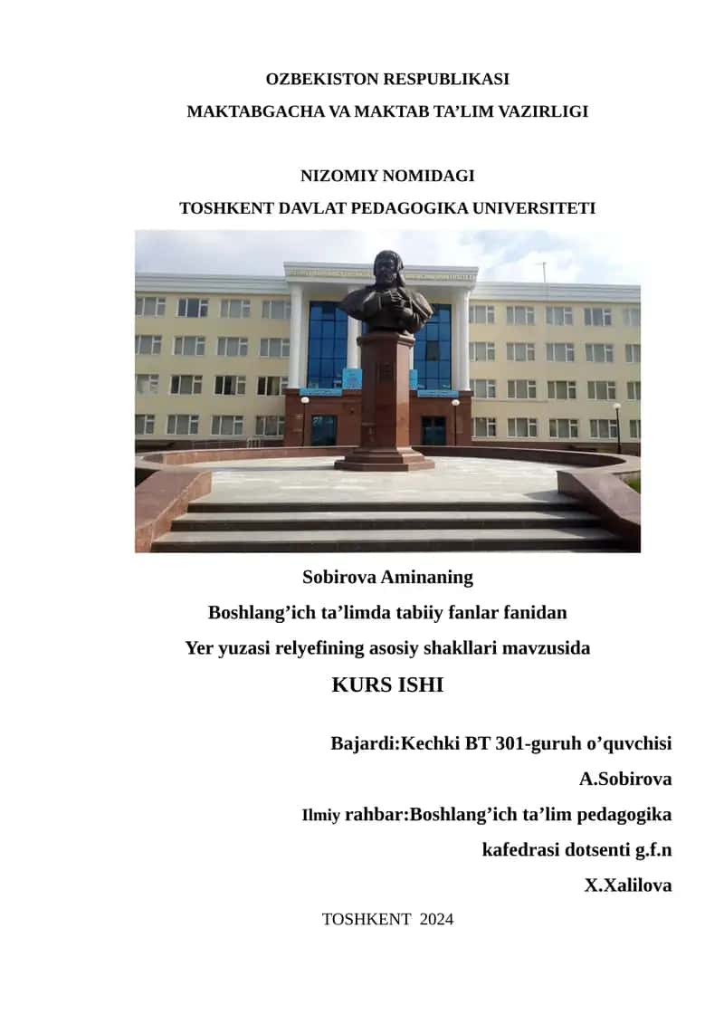 Yer yuzasi relyefining asosiy shakllari 1