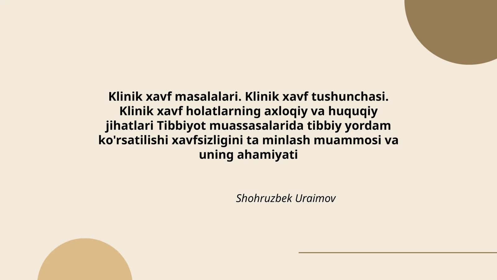 Klinik xavf masalalari 1