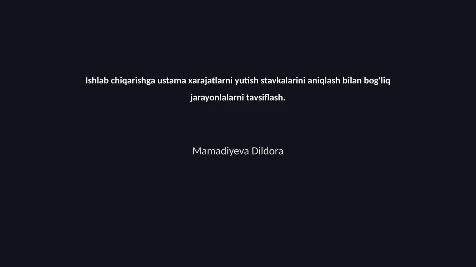 Ishlab chiqarishga ustama xarajatlarni yutish stavkalarini aniqlash 1