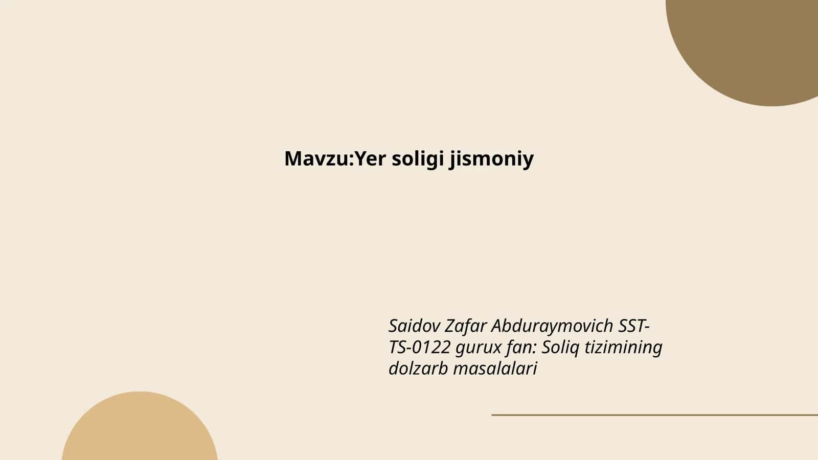 Yer soligi jismoniy 1