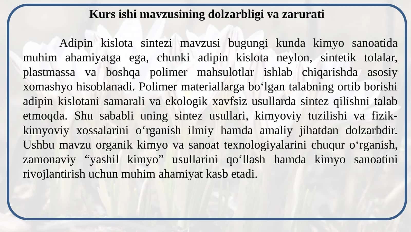 Adipin kislota sintezi 1