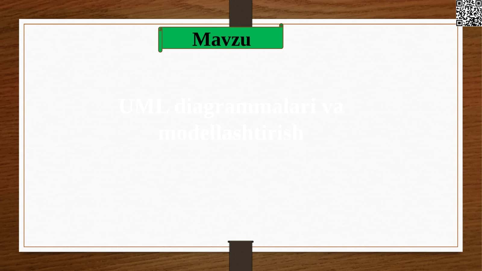UML Diagrammalar va Modellashtirish 1