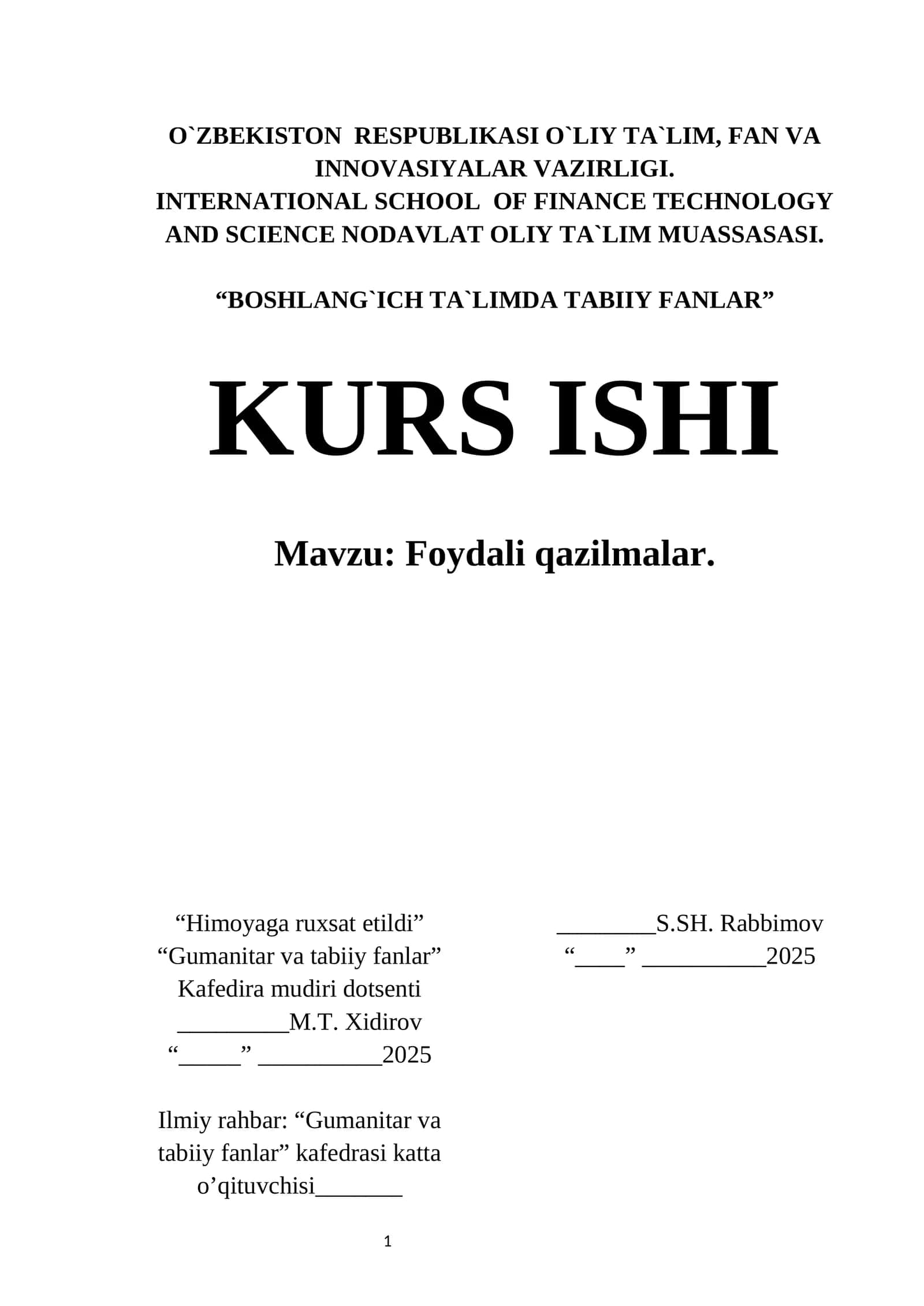 Foydali qazilmalar 1