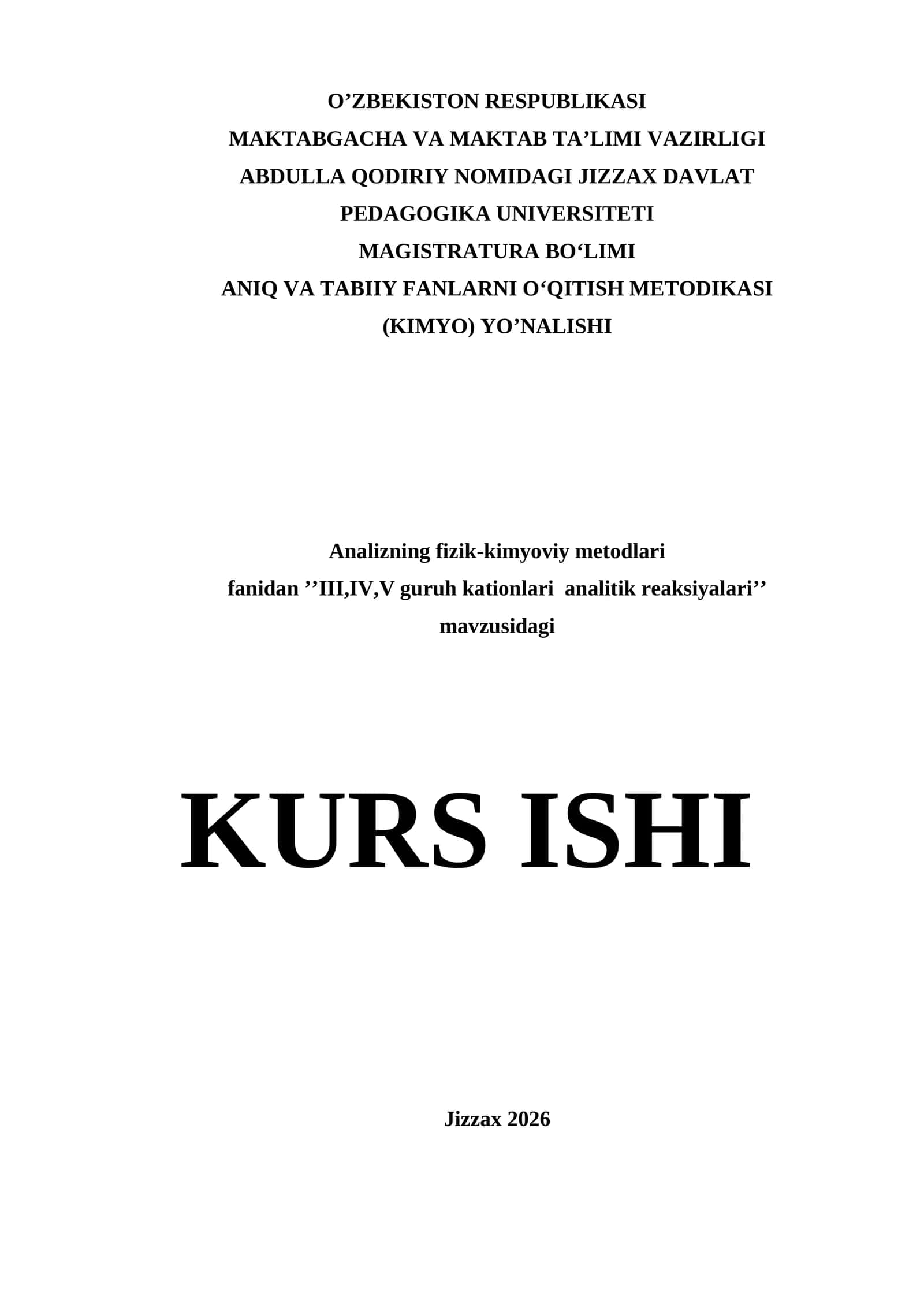 III,IV,V guruh kationlari analitik reaksiyalari 1