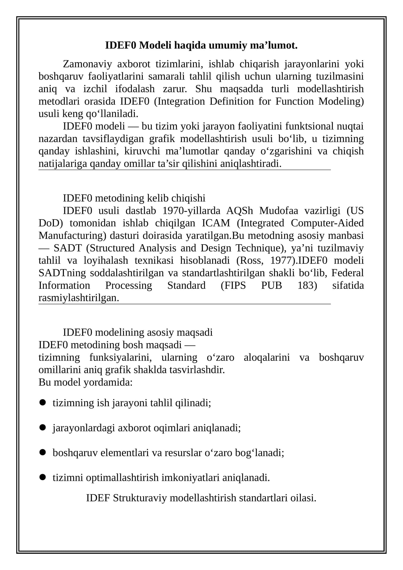 IDEF0 Modeli haqida umumiy ma’lumot 1