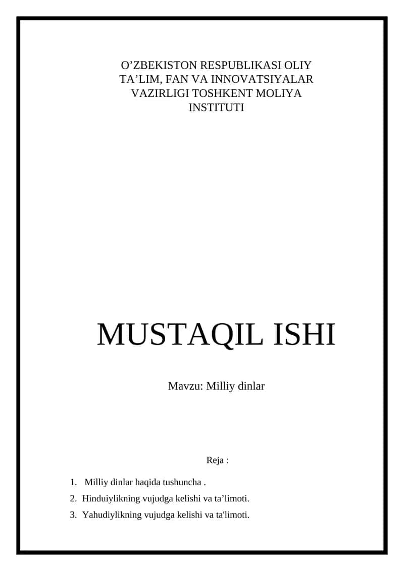 Milliy dinlar 1
