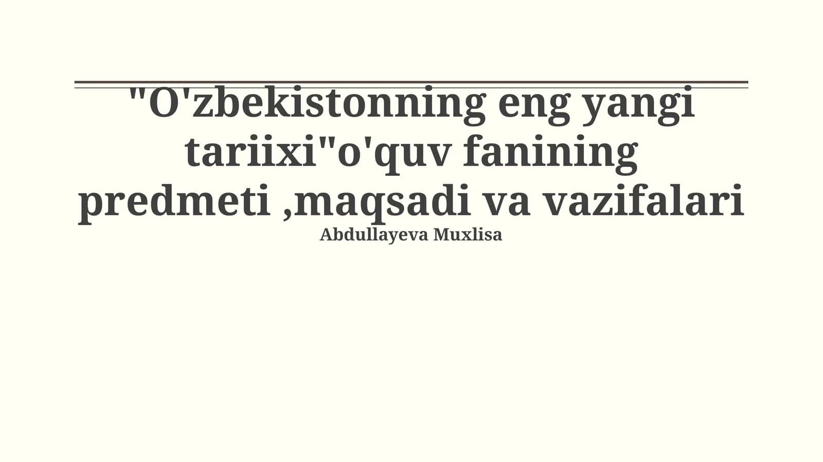 O'zbekistonning eng yangi tarixi 1