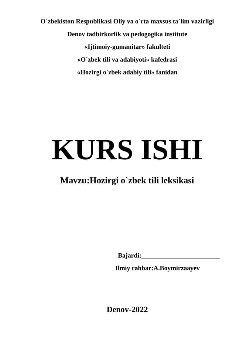 Hozirgi o`zbek tili leksikasi 1