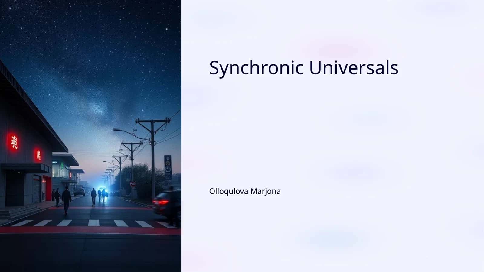 Synchronic Universals 1