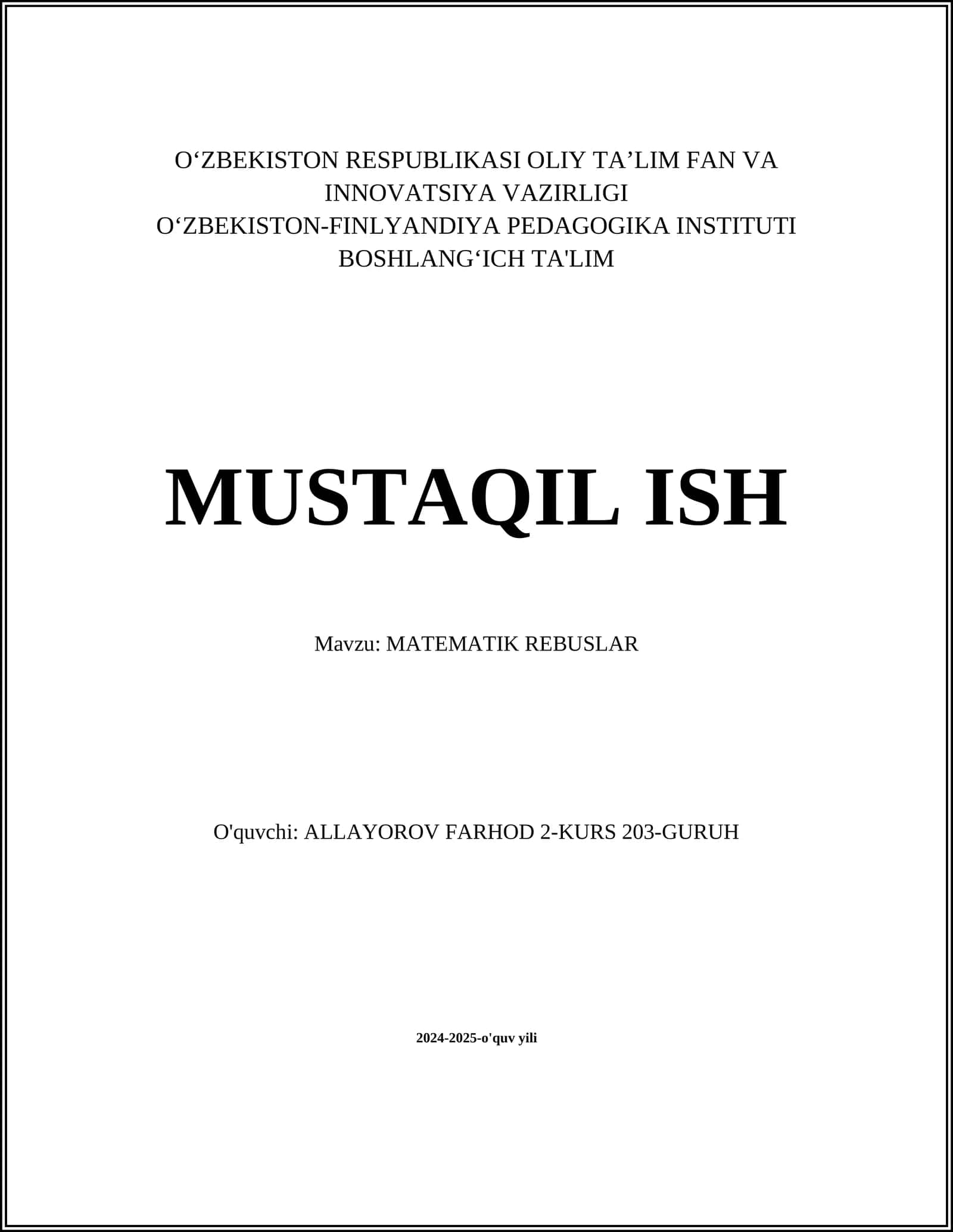 MATEMATIK REBUSLAR 1