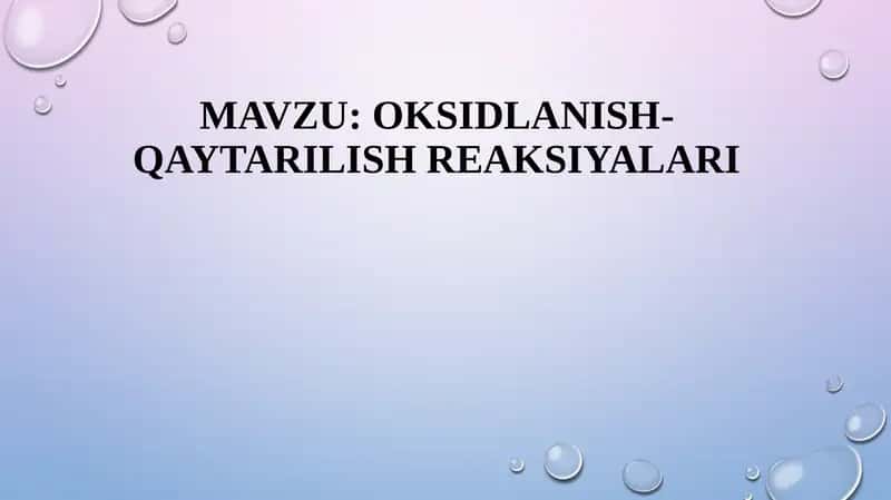 Oksidlanish-qaytarilishreaksiyalari 1