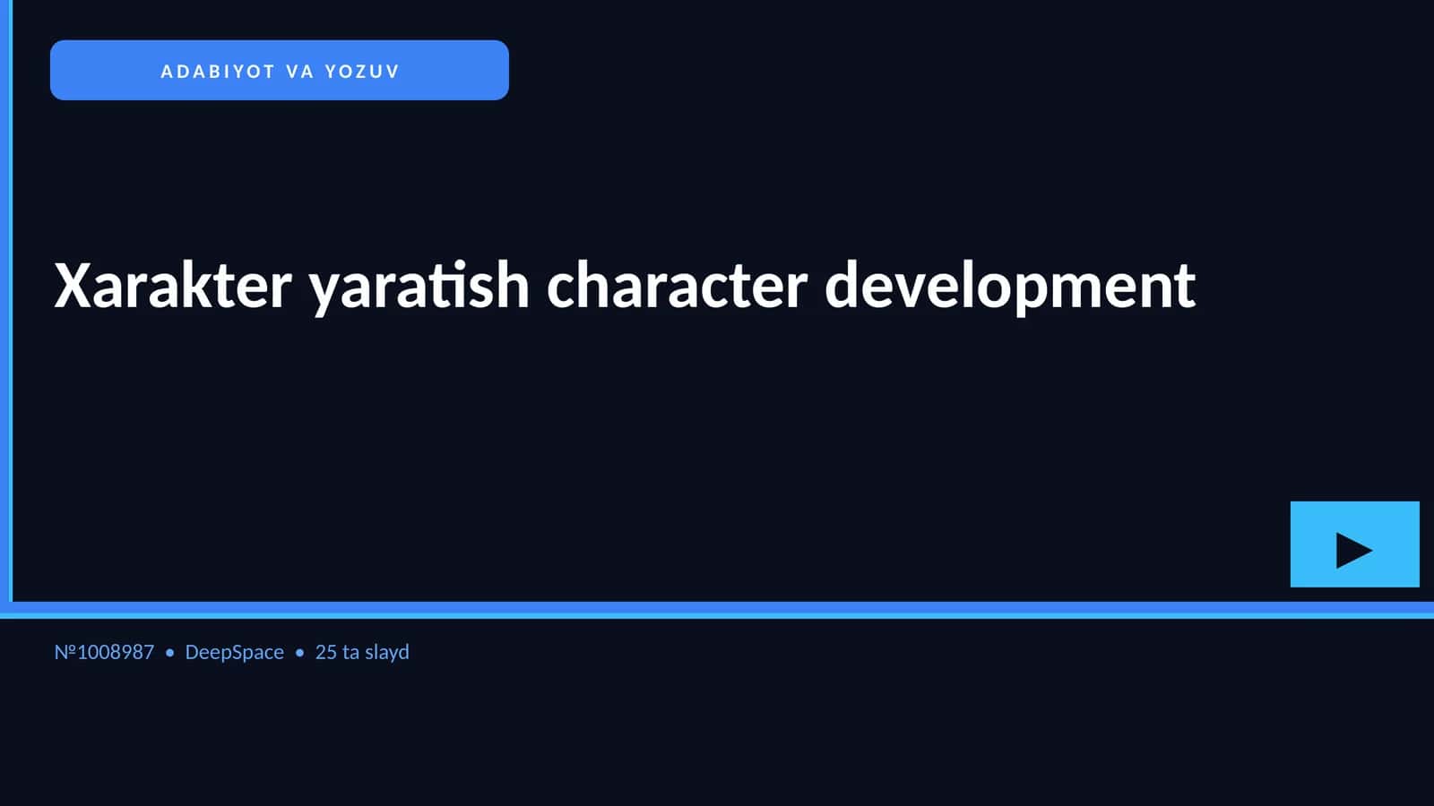 Xarakter yaratish character development 1