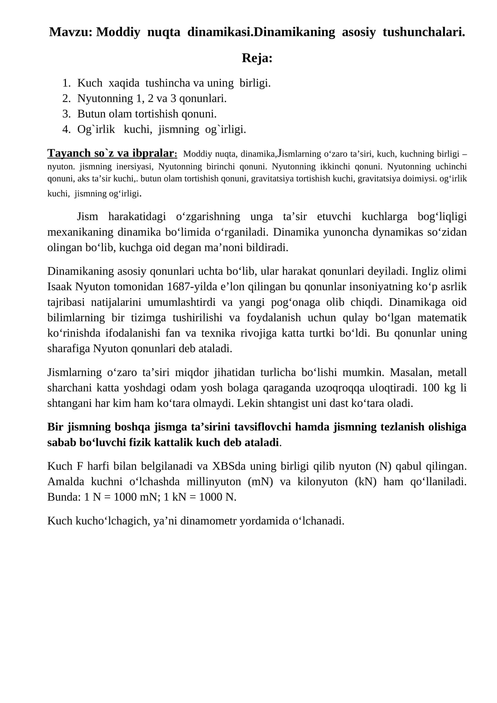 Moddiy nuqta dinamikasi 1