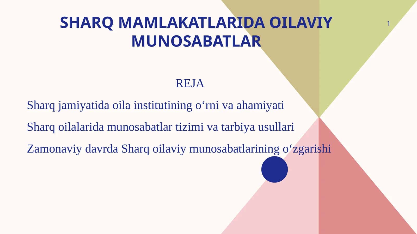 Sharq mamlakatlarida oilaviy munosabatlar 1