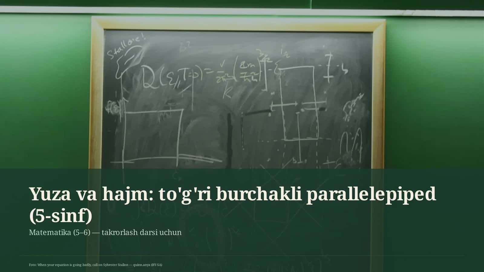 Yuza va hajm: to'g'ri burchakli parallelepiped (5-sinf) 1