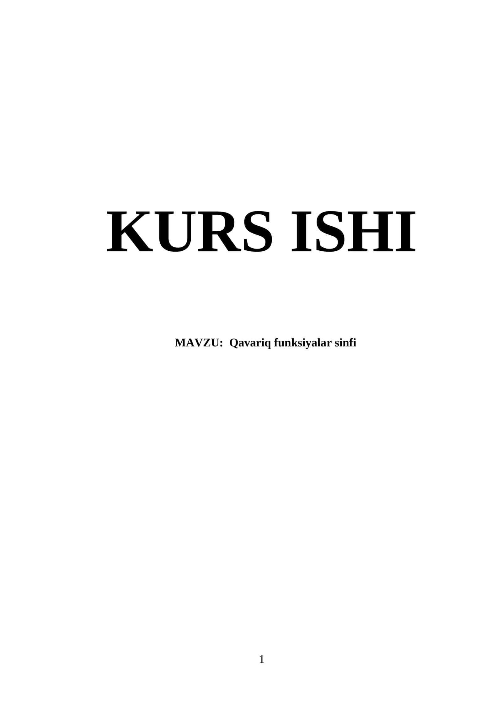 Qavariq funksiyalar sinfi 1