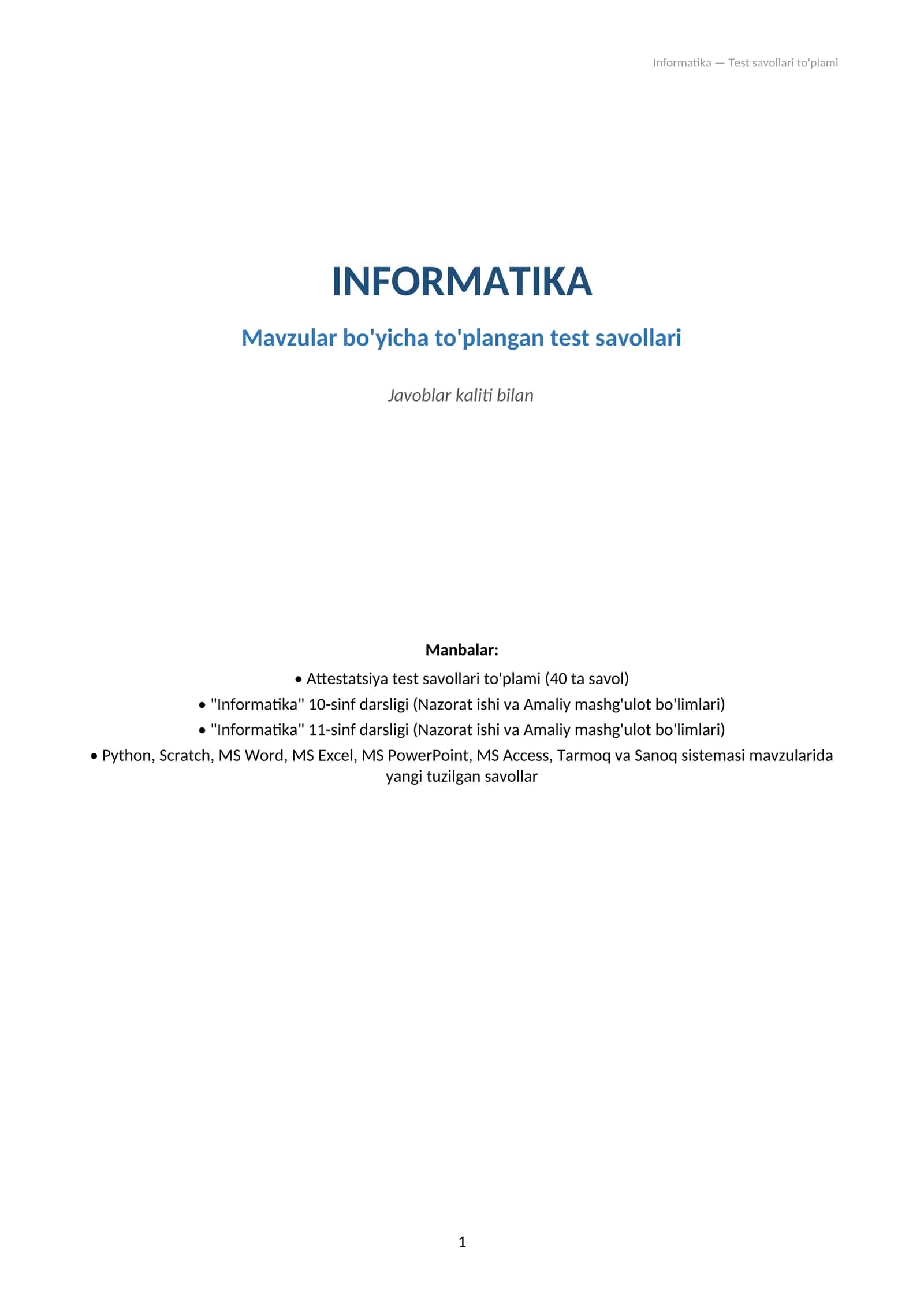 Attestatsiya test informatika 1