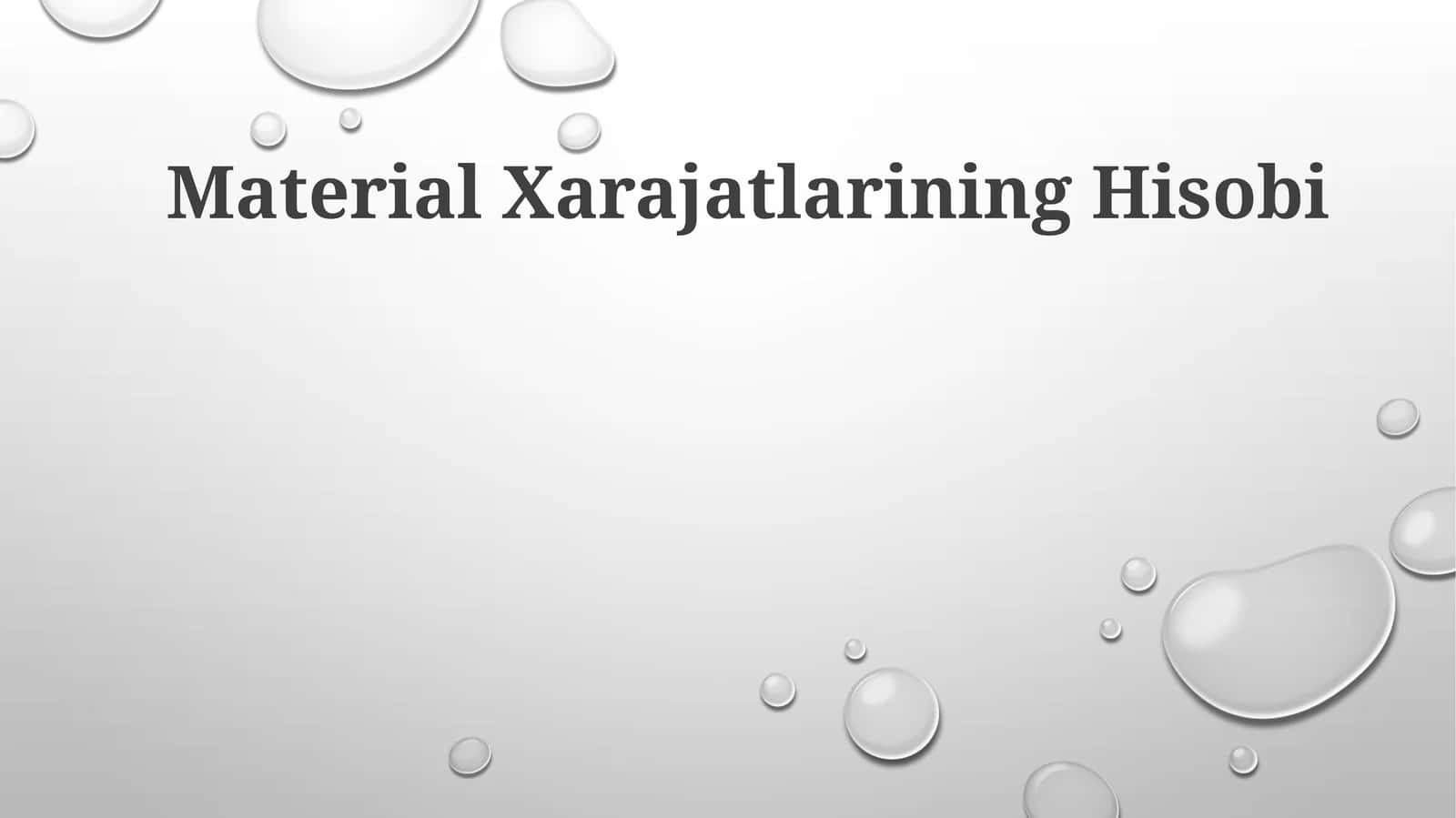 Material Xarajatlarining Hisobi 1