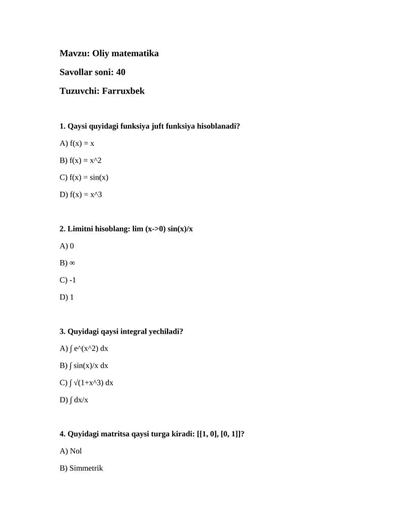 Oliy matematika 1
